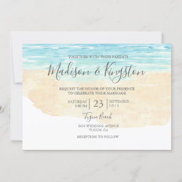 Elégant Script Watercolor Plage Mariage Invitation