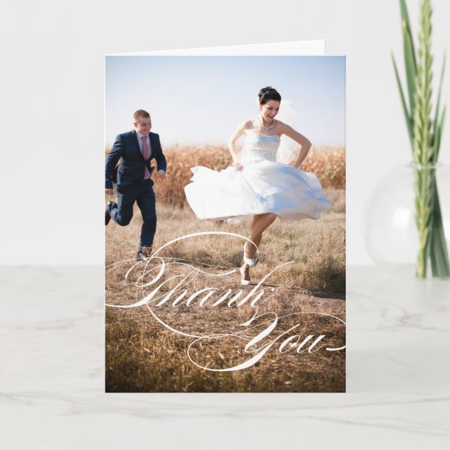 ELEGANT SCRIPT | WEDD FOTO DANKEN SIE KARTE (Vorderseite)