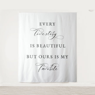 Elegant Script Wedding Backdrop Banner – love  Wandteppich