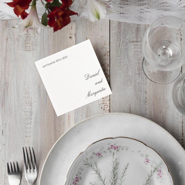 Elegant Script Wedding Cocktail Napkin Serviette (Von Creator hochgeladen)
