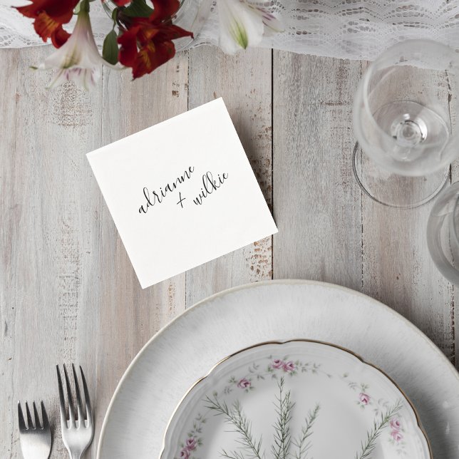 Elegant Script Wedding Cocktail Napkins Serviette (Von Creator hochgeladen)