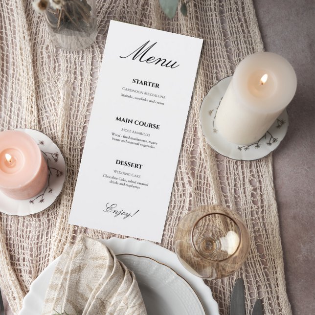 Elegant Script Wedding Menu Card Menükarte (Von Creator hochgeladen)
