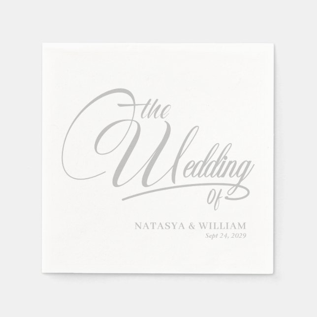Elegant Script Wedding Napkins with Names Serviette (Vorderseite)