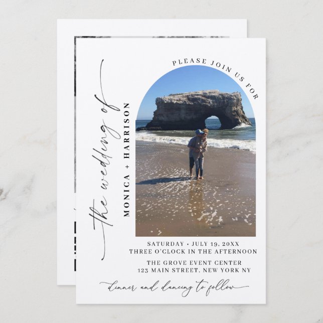 Elegant Script Wedding QR Code Invitation Einladung (Vorne/Hinten)