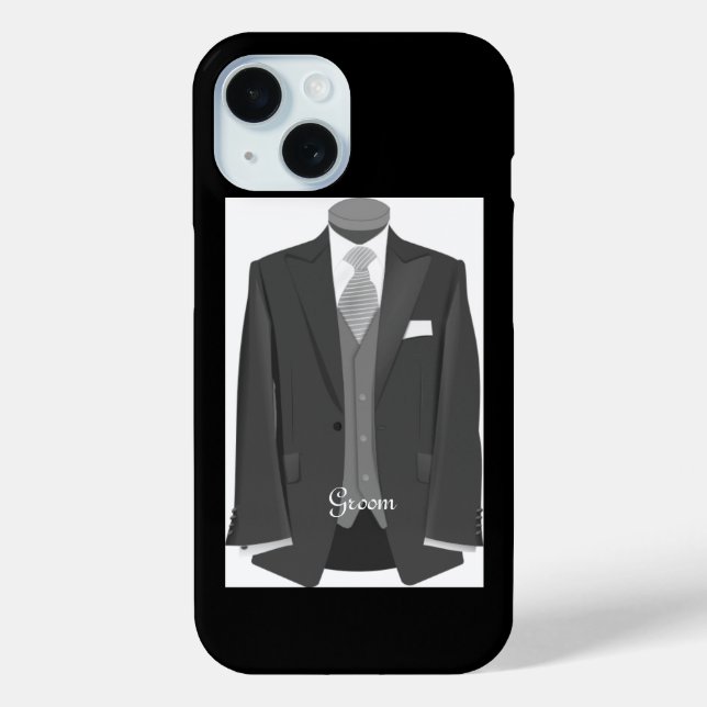 Elegant Script Wedding Tuxedo Suit Groom  Case-Mate iPhone Hülle (Rückseite)
