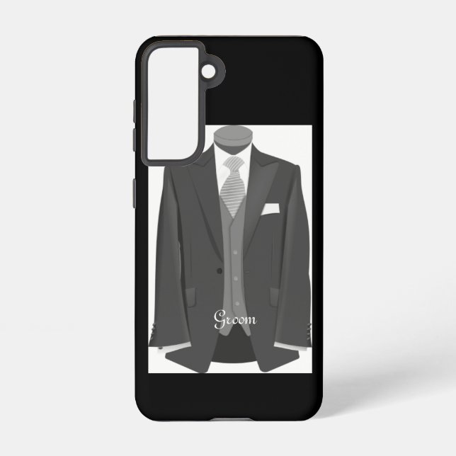 Elegant Script Wedding Tuxedo Suit Groom  Samsung Galaxy Hülle (Rückseite)