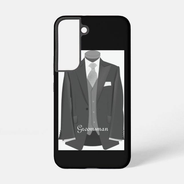 Elegant Script Wedding Tuxedo Suit Groomsman Samsung Galaxy Hülle (Rückseite)