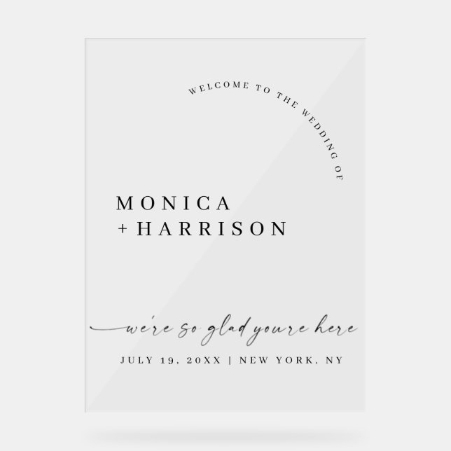 Elegant Script Wedding Welcome Framed Print Acrylschild (Vorderseite)