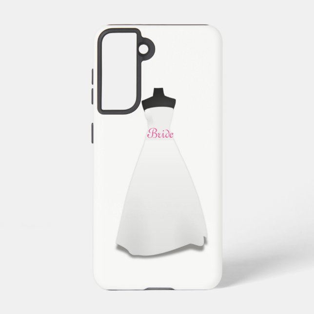 Elegant Script White Wedding Dress Bride  Samsung Galaxy Hülle (Rückseite)