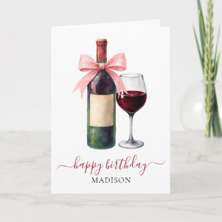 Elegant Script Wine Lovers Custom Birthday Karte