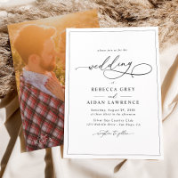 Elegant Script with Photo Back Wedding