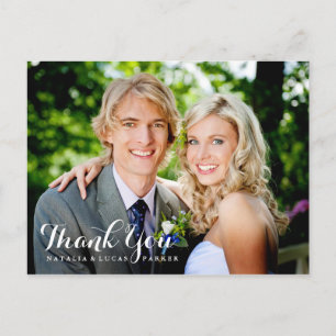 Elegant Scripted Wedding Vielen Dank Postcard Postkarte