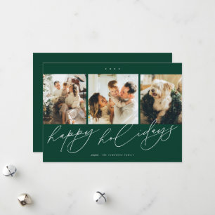 Elegant Scripting Happiest Holidays 3 Family Foto Feiertagskarte