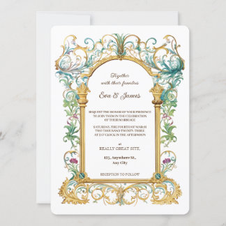 Elegant Scrollwork Floral Regal Botanical Wedding Einladung