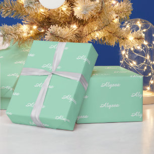 Elegant Seafoam-grün, benutzerdefinierter Skriptna Geschenkpapier