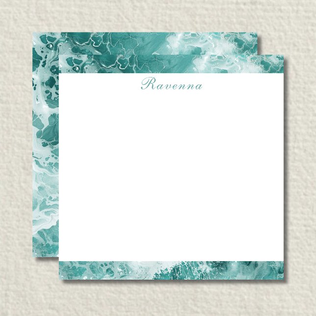 Elegant Seafoam Silver Stripe Custom Name Wedding Mitteilungskarte (Von Creator hochgeladen)
