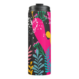 elegant seamless pattern with abstract leaves and thermosbecher