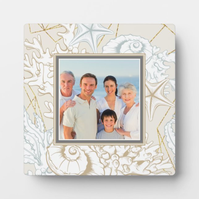 Elegant Seashell Beach Marine Personalized Photo Fotoplatte (Vorderseite)