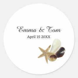 Elegant Seashell Beach Wedding Destination Runder Aufkleber