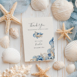 Elegant Seashell Border Wedding Dankeskarte