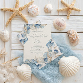 Elegant Seashell Border Wedding Einladung
