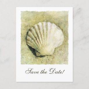 Elegant Seashell Wedding Save the Date Postcard Ankündigungspostkarte