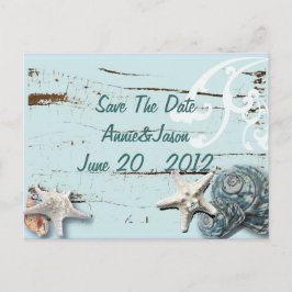Elegant Seashells Beach Wedding Save the Date Ankündigungspostkarte