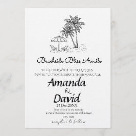 Elegant Seaside Beach Wedding Invitation Einladung