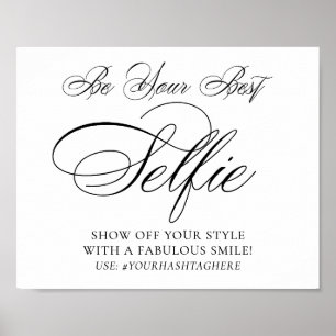 Elegant Selfie Smile Black Script Ihr Hashtag Poster