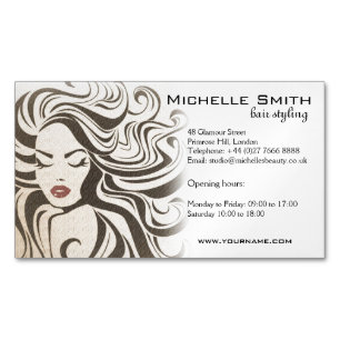 Elegant Sepia Chic Wavy Frisur Extensions Magnetische Visitenkarte