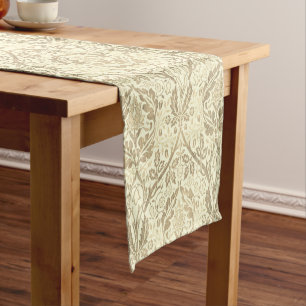 Elegant Sepia Tan Floral Pattern Kurzer Tischläufer