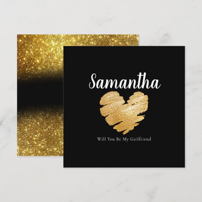 Élégant Serez-Vous Ma Carte De Petite Amie/Petite  (Devant / Derrière)