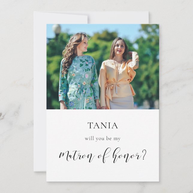 Élégant Serez-vous mon Matron d'honneur carte phot (Devant)
