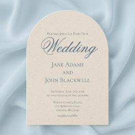 Elegant Serif Dusty Blue Arch Wedding Einladung