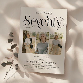 Elegant SEVENTY 3 Foto Collage 70. Geburtstag Einladung