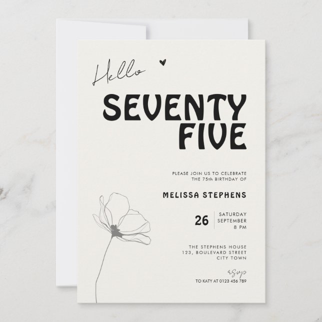 Elegant Seventy Five Bold Typography 75th Birthday Einladung (Vorderseite)