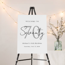 Elegant Seventy Welcome Sign for 70th Birthday Cel