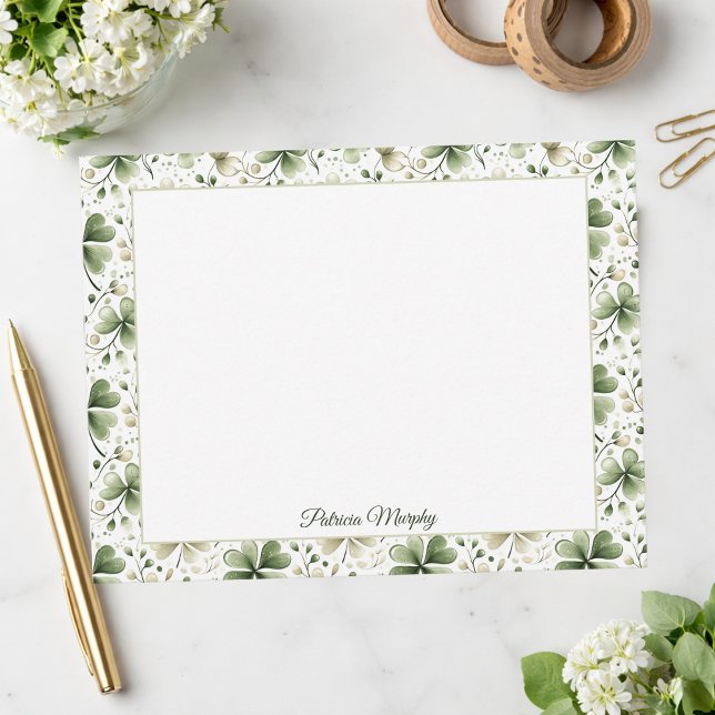 Elegant Shamrock Botanical Notecard | Personalized Mitteilungskarte (Von Creator hochgeladen)