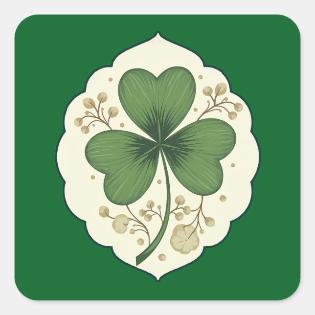 Elegant Shamrock St Patrick’s Day - Autocolante Quadratischer Aufkleber (Vorderseite)