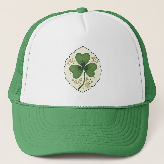 Elegant Shamrock St Patrick’s Day -boné Truckerkappe (Vorderseite)