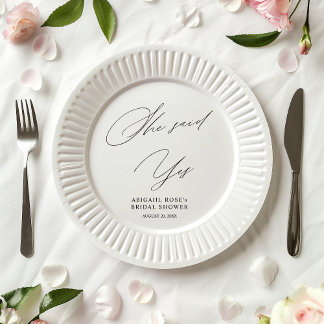 Elegant she Said Yes Brautparty Pappteller
