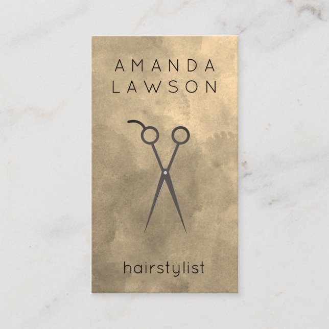 Elegant Shears Watercolor | Hair Stylist Visitenkarte (Vorderseite)