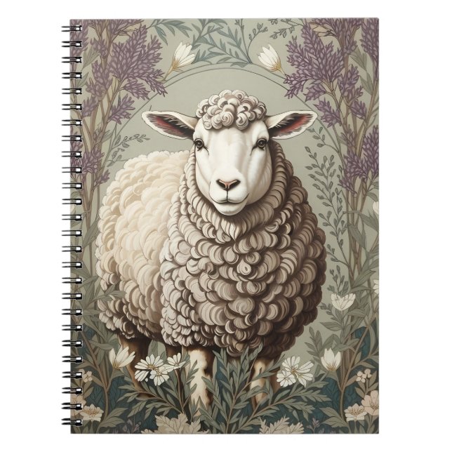 Elegant Sheep Lavender Flower Background Notizblock (Vorderseite)
