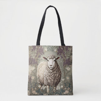 Elegant Sheep Lavender Flower Background Tasche