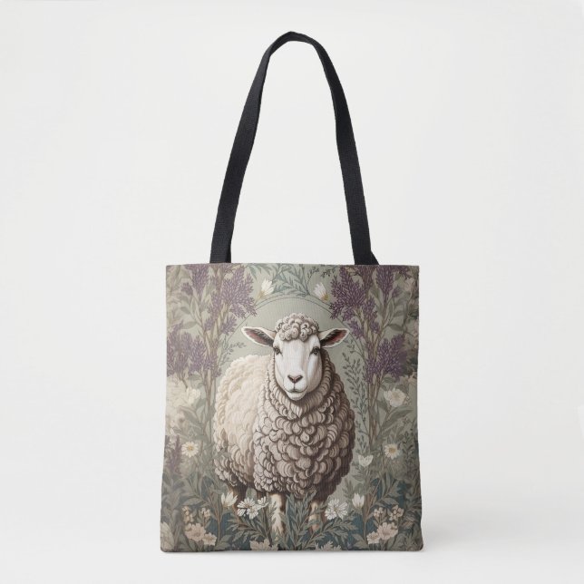 Elegant Sheep Lavender Flower Background Tasche (Vorderseite)