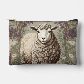Elegant Sheep Lavender Flower Background Zubehörtasche