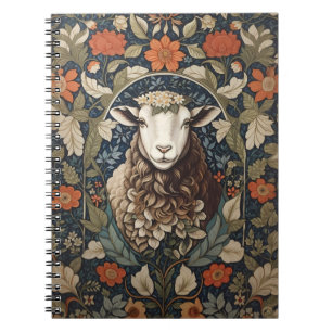 Elegant Sheep William Morris Floral Notizblock