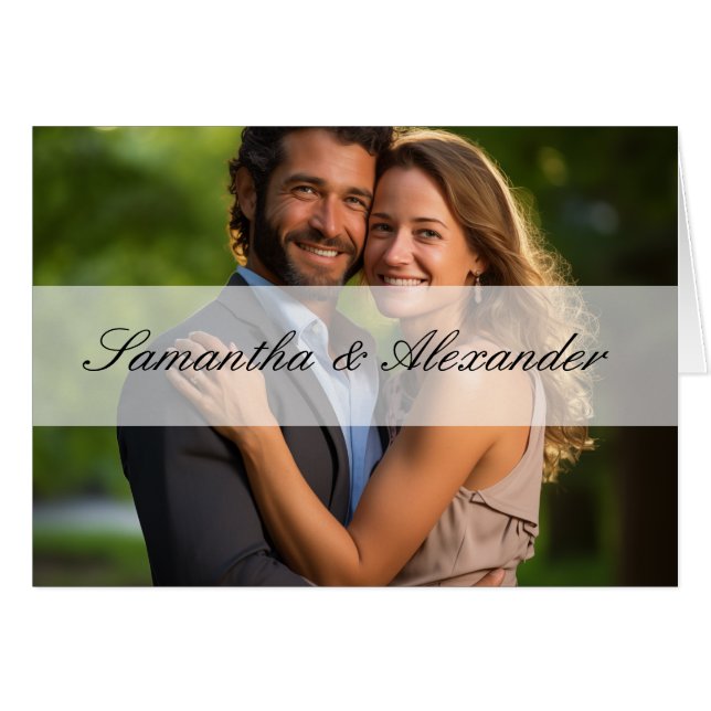 Elegant Sheer Overlay Foto Wedding (Vorderseite (Horizontal))