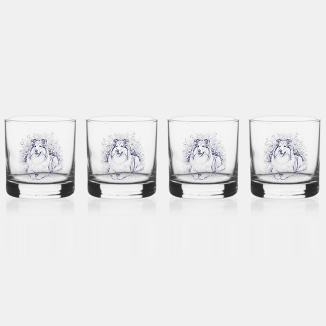Elegant Sheltie Whiskyglas (Vorderseite)