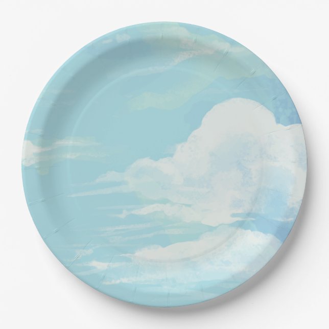 Elegant She's on Cloud 9 Blue Sky Brautparty Pappteller (Vorderseite)